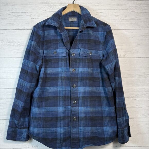 LL Bean Signature Shirt Mens Size Medium MR Plaid Flannel Slim Fit Cloth Shacket - Picture 1 of 5